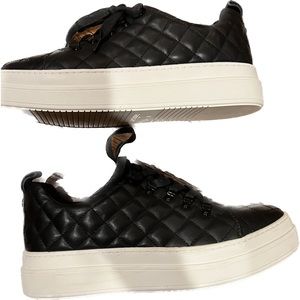 J Slides black quilted leather sneakers